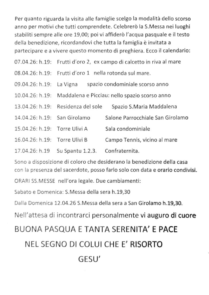 Visita Pasquale alle Famiglie