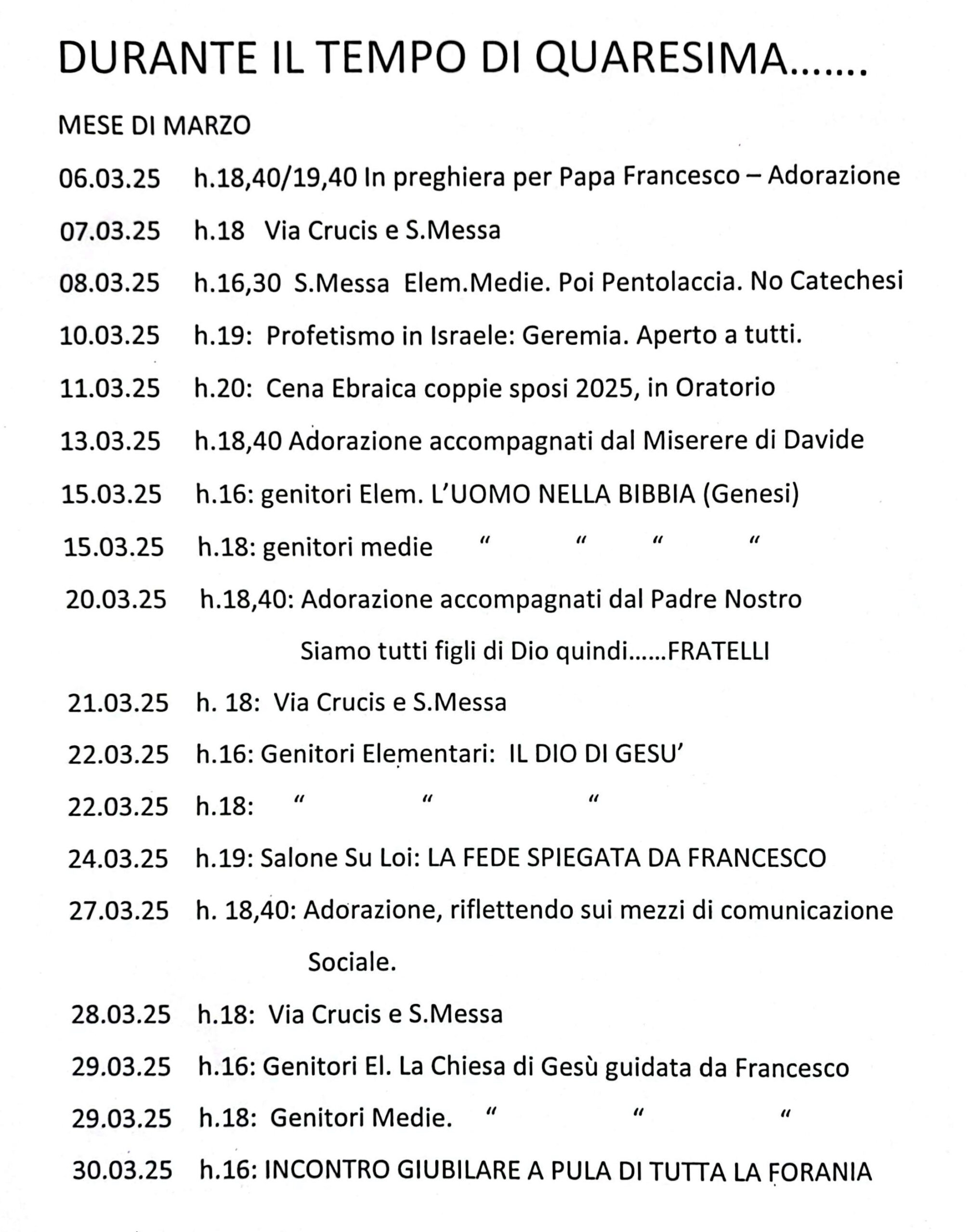 Durante il tempo di Quaresima…
