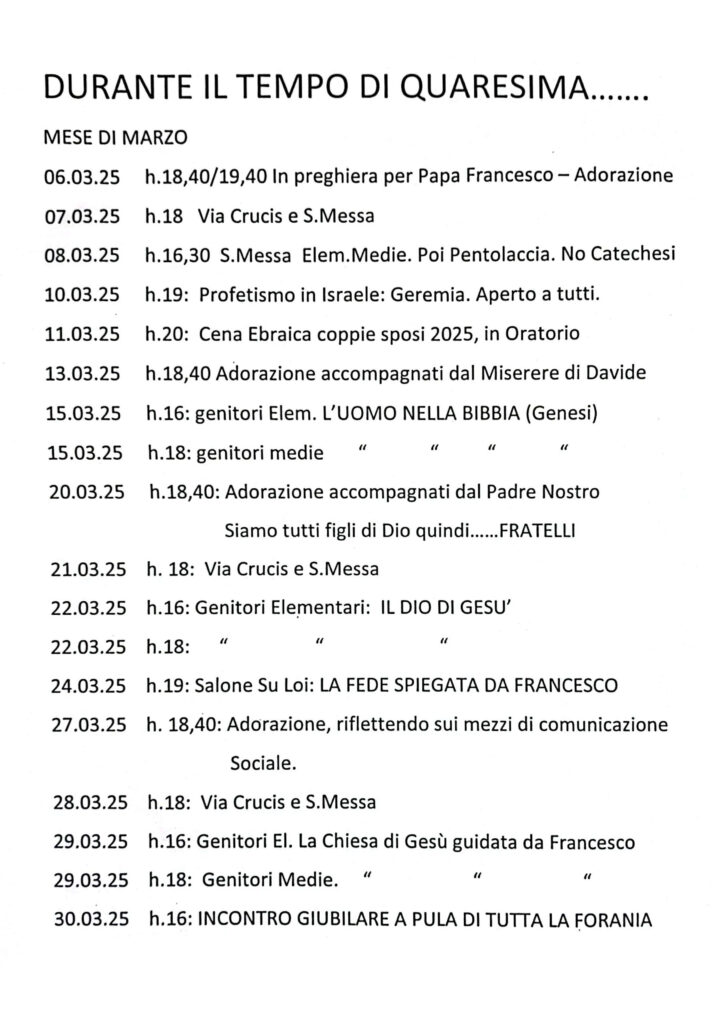 Durante il tempo di Quaresima…